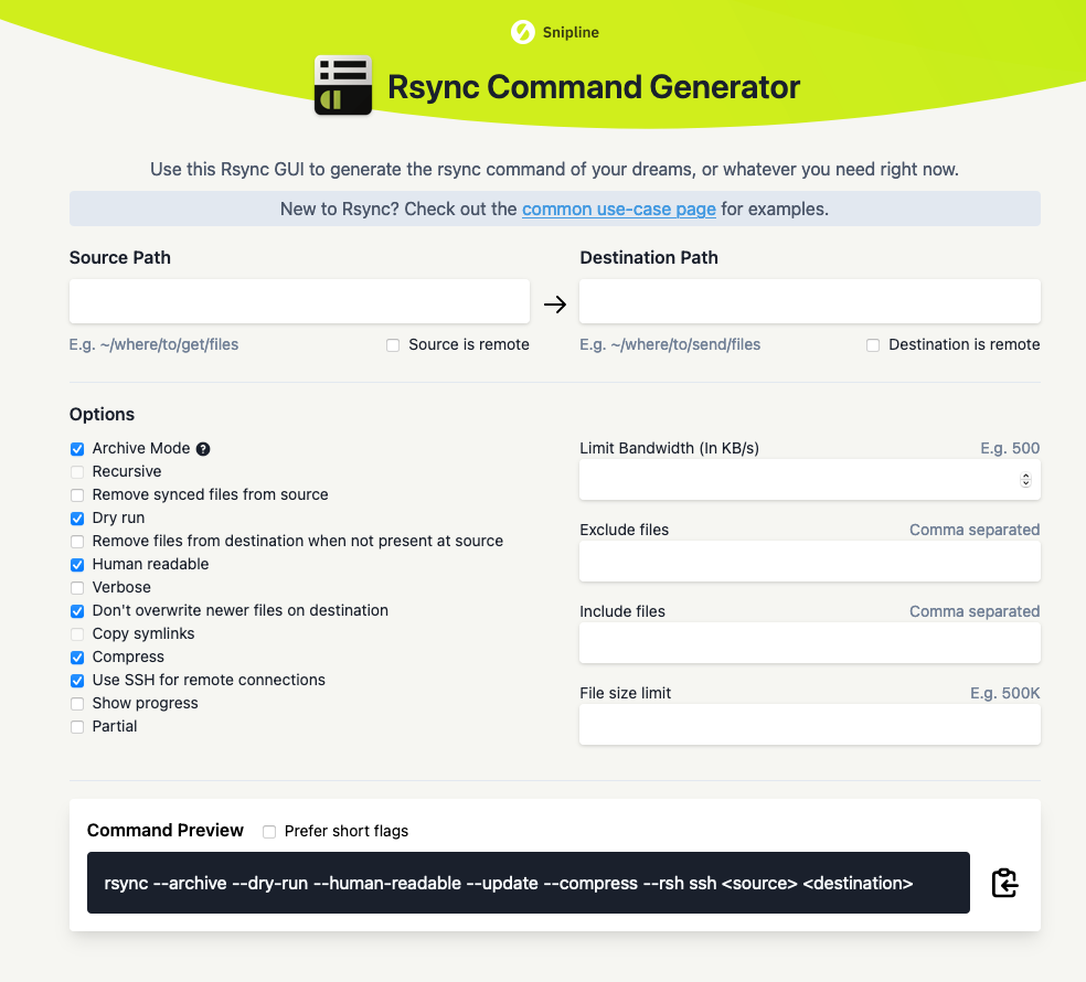 Rsync Command Generator